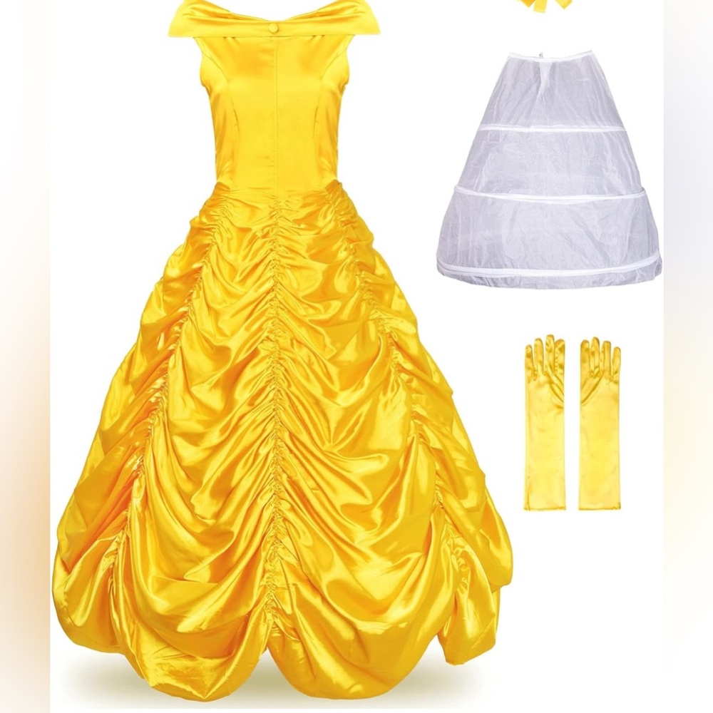 Belle Yellow Ruched costume Dress
